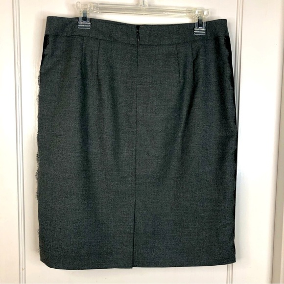 Loft gray slim pencil skirt with black lace side detail size10 - Picture 3 of 8